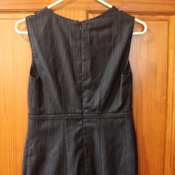 Moschino Embroidered Floral Pin Stripe Pencil Dress Medium Vintage Sheath Glam - Picture 4 of 12